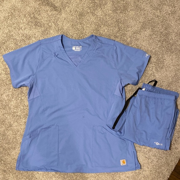 Carhartt Other - GUC Carhartt Force Scrub Set Modern Fit V Neck Men’s size Large Light Blue